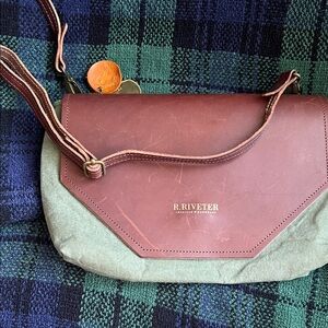 R. Riveter Burgundy and Olive Crossbody Bag